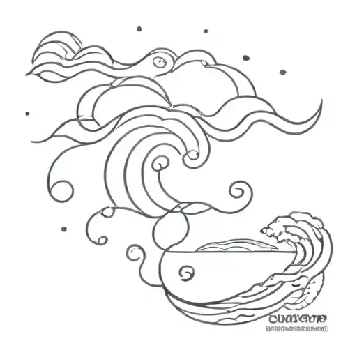 sunbeam sea waves tattoo design idea