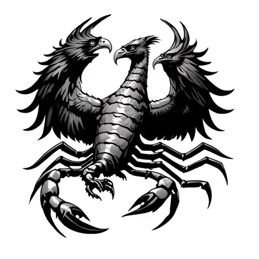 Scorpion Eagle Phoenix tattoo design idea