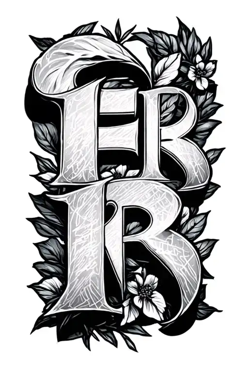 "E R N" life tre branch tattoo design idea
