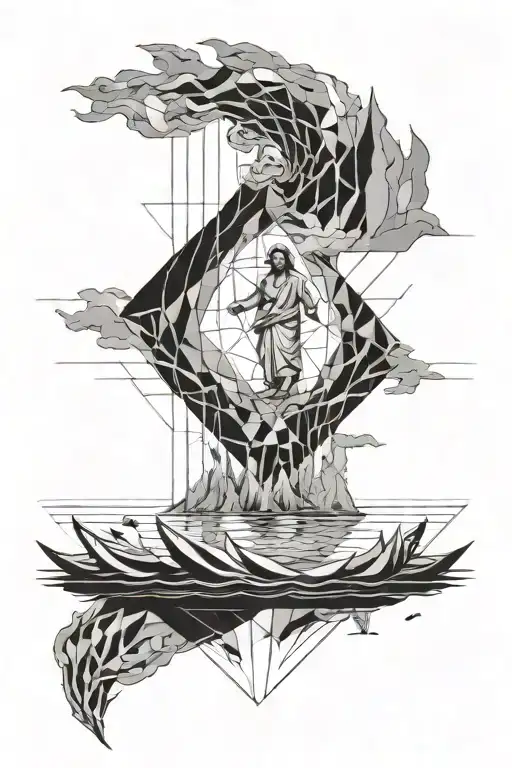 the story of jesus and peter walking on water   tattoo design idea