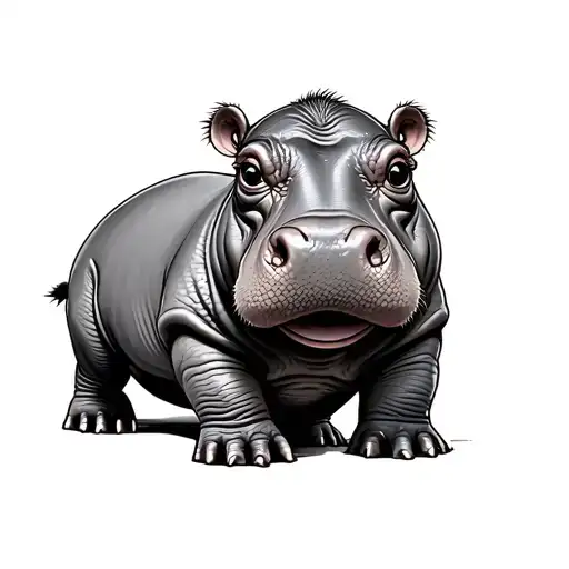 Baby Hippo tattoo design idea