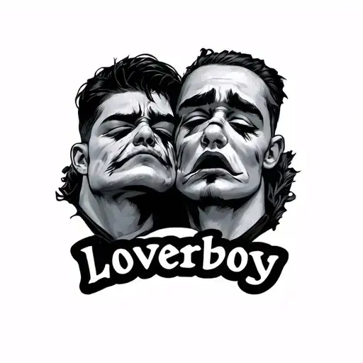 The word "Loverboy" but with both o's as sad faces in the word.  tattoo design idea