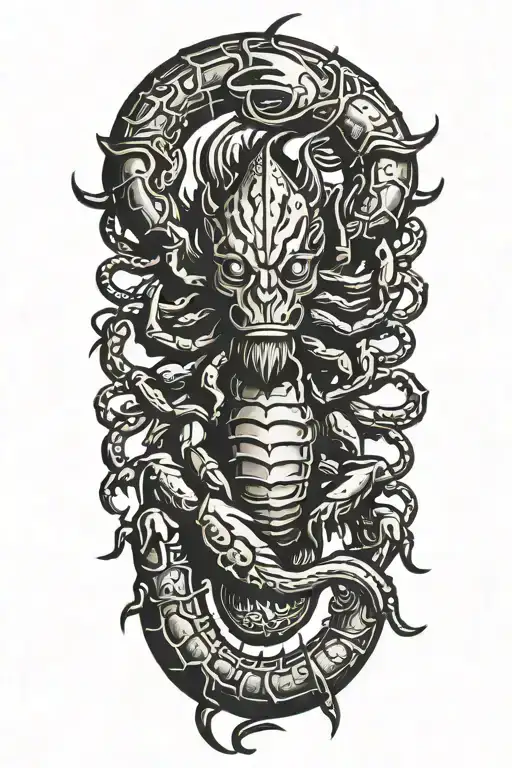 lion scorpion crab tattoo design idea