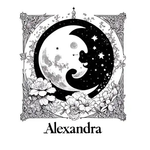 "Alexandra" full moon tattoo design idea