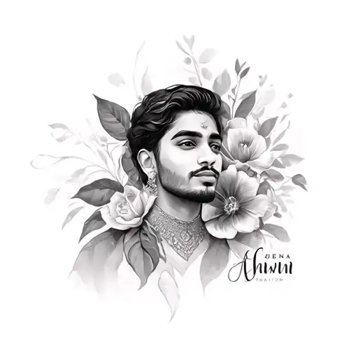 combination of two names Ashwin+Heena tattoo design idea