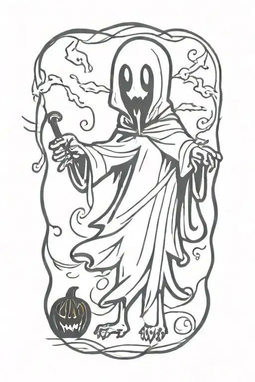 halloween ghost tattoo design idea