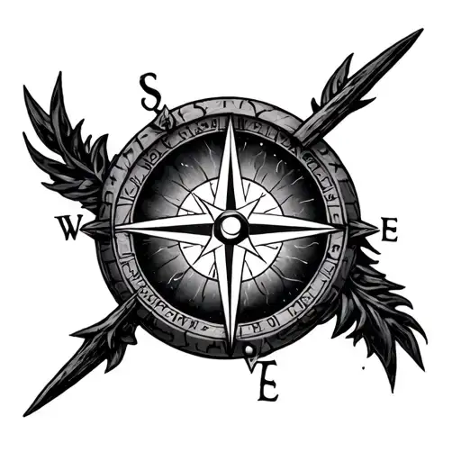 Ember and a True North Compass tattoo design idea