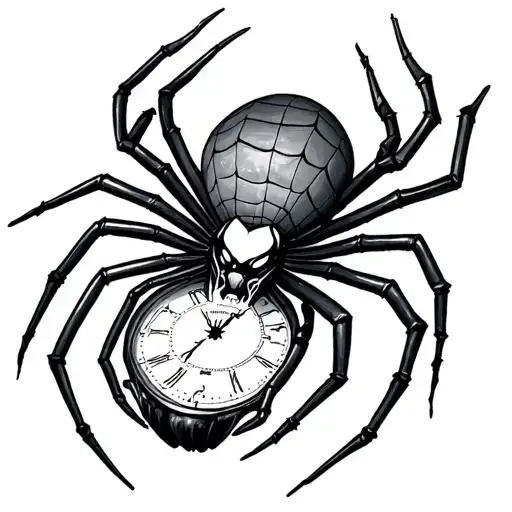 spider time piece tattoo design idea