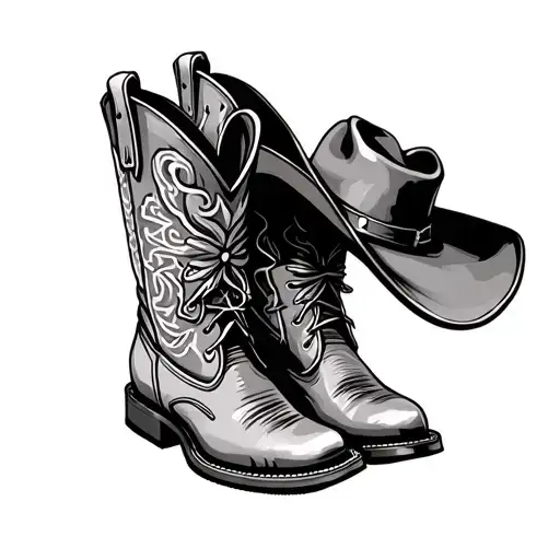 Boots And Cowboy Hat tattoo design idea