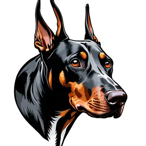 Doberman dog head tattoo design idea