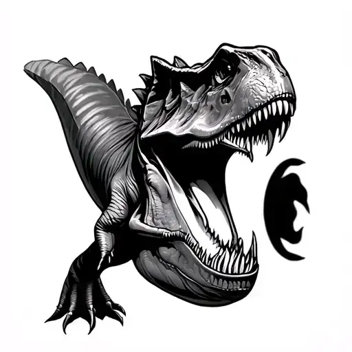 minimulast, jurassic park spinosaurus tattoo design idea