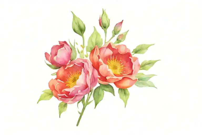 February, February, March, May, July, August, October, December birth flower bouquet tattoo design idea