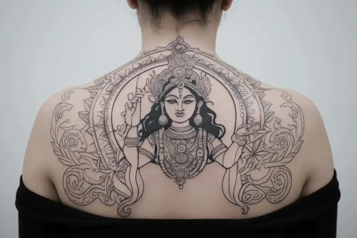 daughter dhriti tatto design inspired by maa durga tattoo design idea
