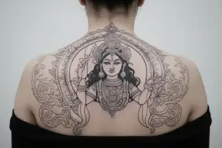 daughter dhriti tatto design inspired by maa durga tattoo design idea