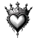 crown and heart shape tattoo design idea