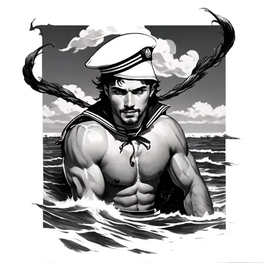 sexy male sailor tattoo design idea