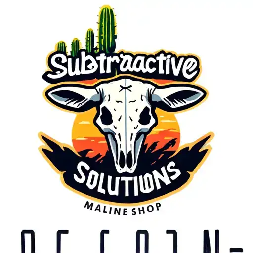 "Subtractive Solutions" "Subtractive Solutions" "Subtractive Solutions" "Subtractive Solutions" Logo for a machine shop based in Arizona using the outline of the state line, a cow skull cactus. tattoo design idea