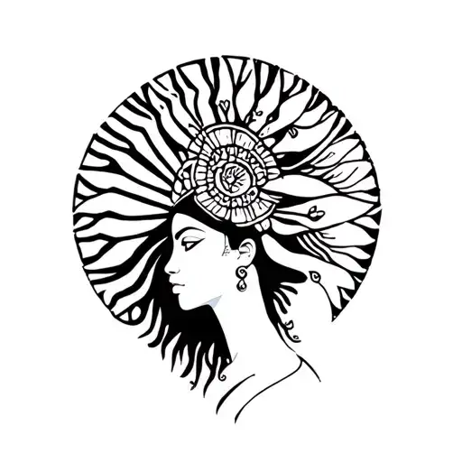 beautiful African American goddess tattoo design idea