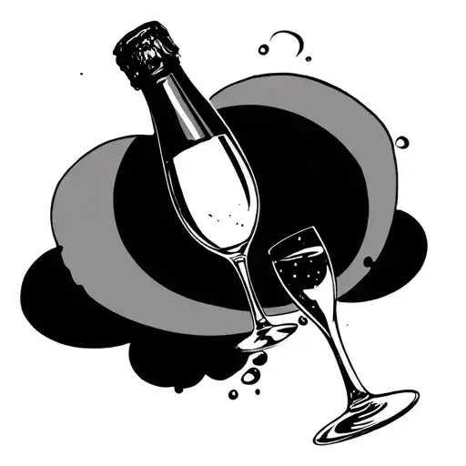 champagne problems tattoo design idea