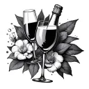 champagne problems tattoo design idea