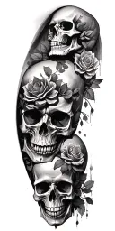skulls soft shading incorporating elements forming tattoo design idea