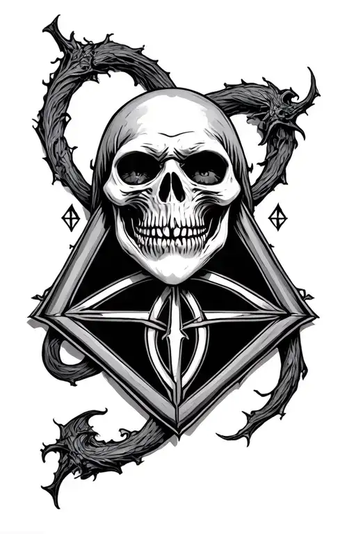 Harry Potter death eater with deathly hallows symbol tattoo design idea