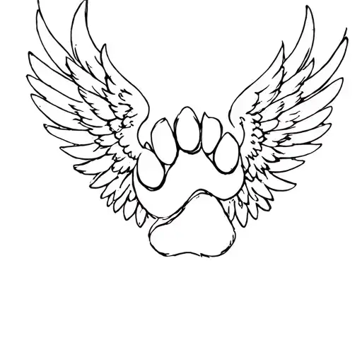 paw print with angel wings flying tattoo design idea