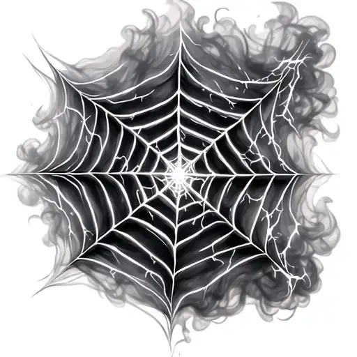 Lightning Strikes in a shape of a spider web made of smoke tattoo design idea