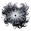 Lightning Strikes in a shape of a spider web made of smoke tattoo design idea