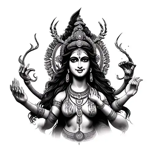 Kali goddess emerging tattoo design idea
