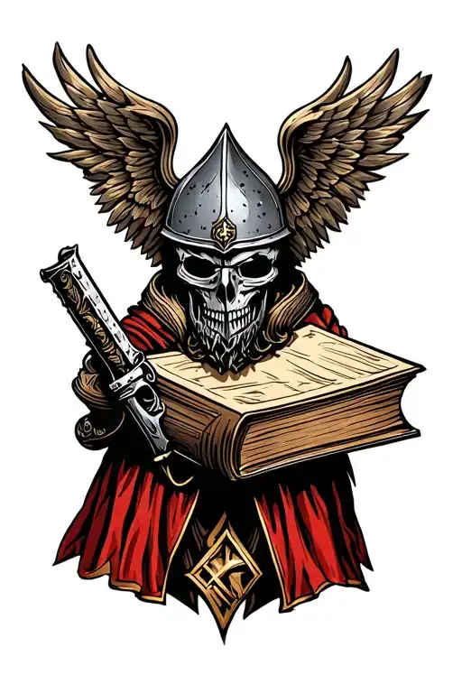 cod,book,knight tattoo design idea