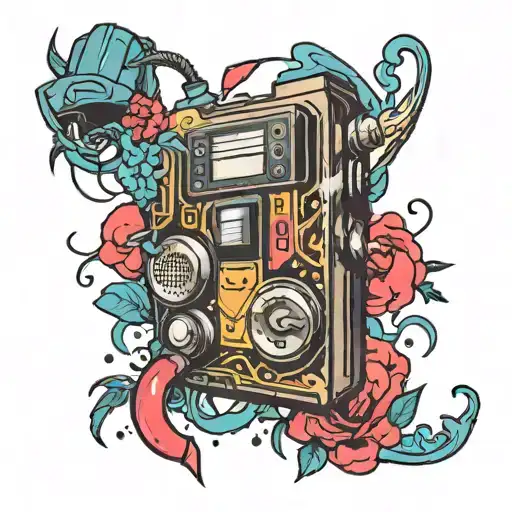 walkman 80's style tattoo design idea