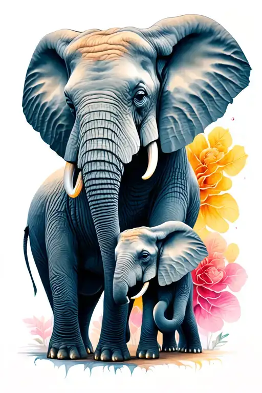 Elephant family tattoo design idea