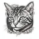 tabby cat playing tattoo design idea