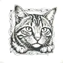tabby cat playing tattoo design idea