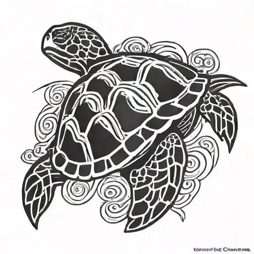 Hawaiian sea turtle tattoo design idea