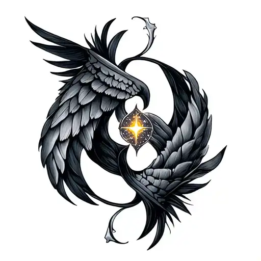 Aires and cancer star sign intertwined tattoo design idea