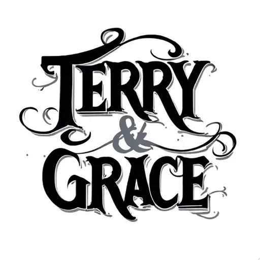 the names terry and grace written vertically tattoo design idea