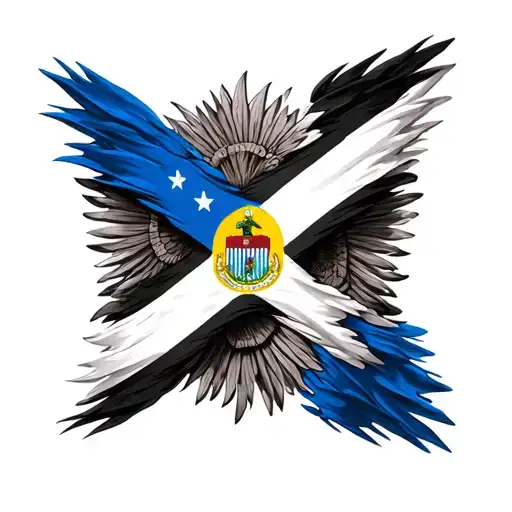 equador flag and dominican flag morphing tattoo design idea