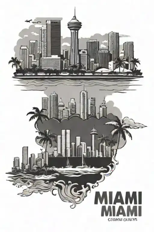 Miami skyline tattoo design idea