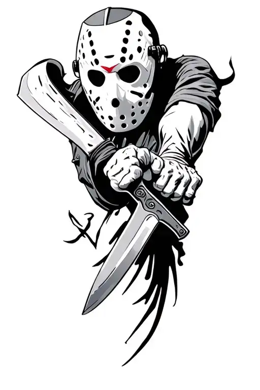 friday 13th Jason holding machete tattoo design idea