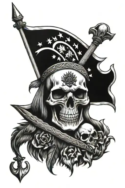 indian skull sickle death dog flag of Venezuela tattoo design idea