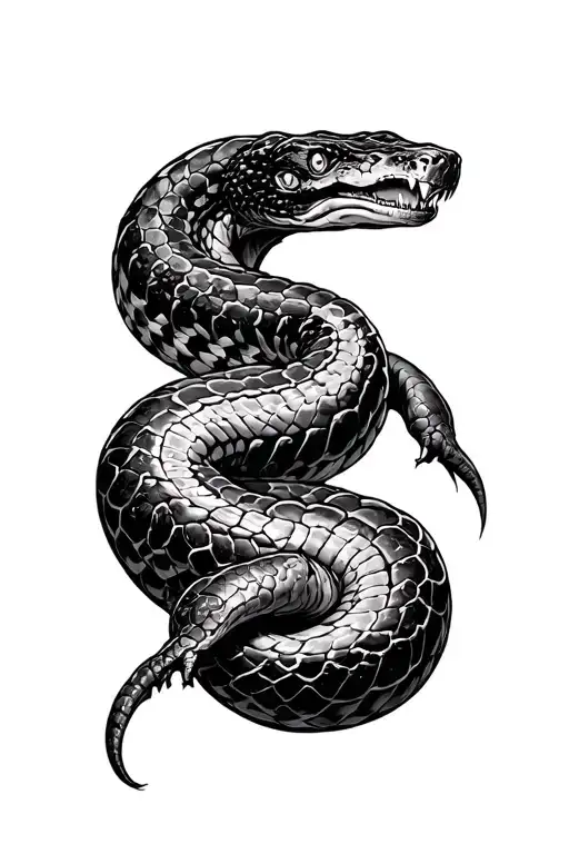 scary anaconda shedding skin tattoo design idea