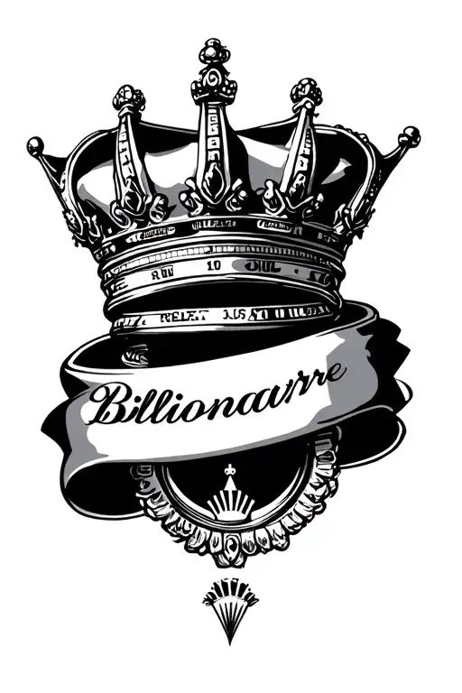 Billionaire written, wrist tattoo with rolex crown tattoo design idea