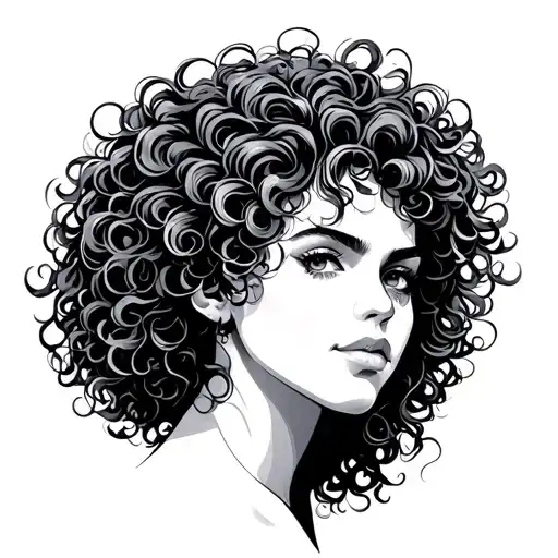 curly hair tattoo design idea