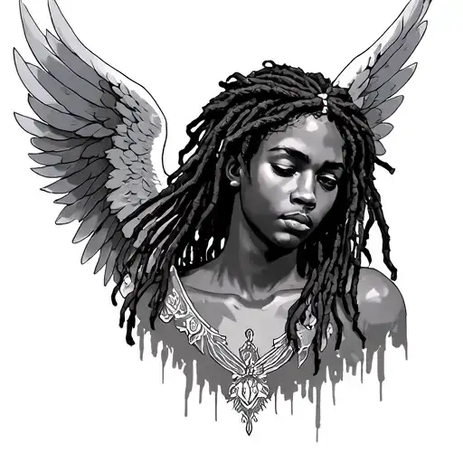 Angel With Dreads tattoo design idea