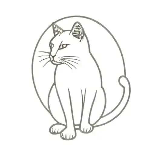 The cat stands on its hind legs, reaches for the hand with its front paws, and there is a halo above the cat's head tattoo design idea