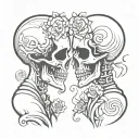getting married skull couple facing each other tattoo design idea