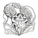 getting married skull couple facing each other tattoo design idea