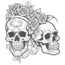 getting married skull couple facing each other tattoo design idea